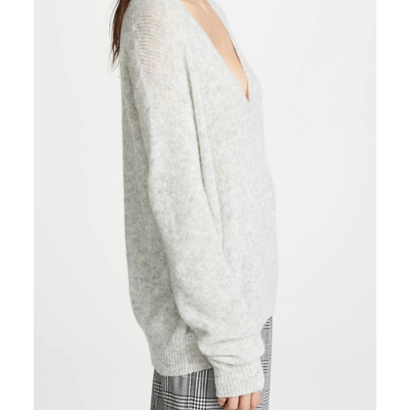 Free People Gray Gossamer V-Neck Wool Blend Sweater Size XS - Picture 3 of 11